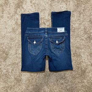 True Religion Becky Boot Cut Size 29 Dark Low Stretch Women Denim Blue Jean Pant